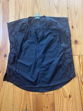 Banana Republic Brown Eyelet Sleeve Cotton Blouse